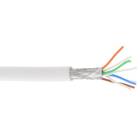 76899W - Câble patch InLine®, S/FTP (PiMf), Cat.6A, 500 MHz, sans halogène, cuivre, blanc, 100 m