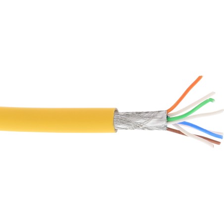 76899Y - Câble patch InLine®, S/FTP (PiMf), Cat.6A, 500 MHz, sans halogène, cuivre, jaune, 100 m