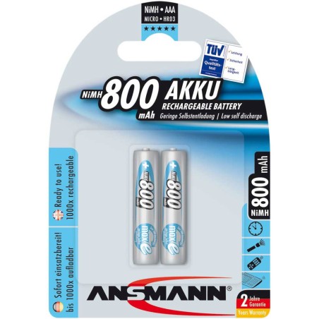 Ansmann "maxE" accumulateur NiMH, Micro (AAA), 800mAh, 2 x blister (5030982)