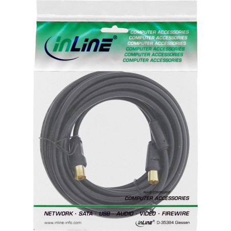 InLine? Antennenkabel Premium, 2x geschirmt, mit Filter, 85dB, schwarz, 0,5m