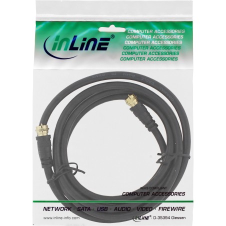 69301P - Câble de connexion InLine® SAT, 2x blindé, 2x connecteur F, 85dB, noir, 1m