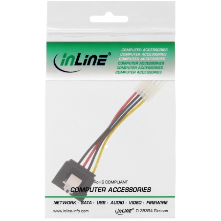 29660A - Câble adaptateur secteur InLine® SATA, 1x 8,89 cm (3,5) BU/15 broches SATA ST, avec languette, 0,06 m