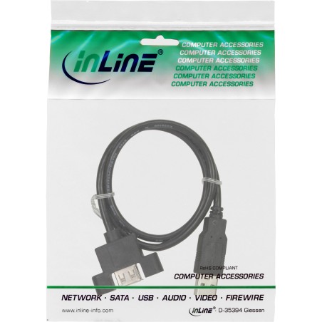 33440E - Câble de connexion InLine® USB 2.0, fiche A vers prise A, 0,6 m