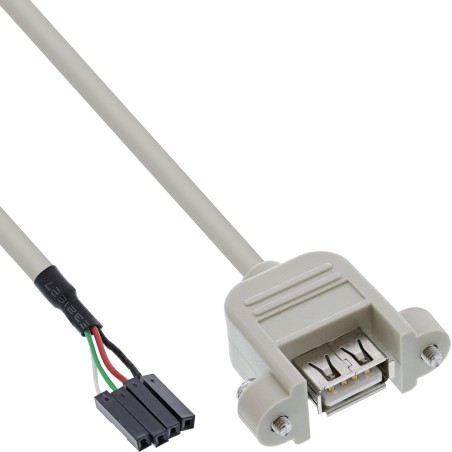 33440F - Câble de connexion InLine® USB 2.0, prise A intégrée vers poste de connexion, 0,60 m