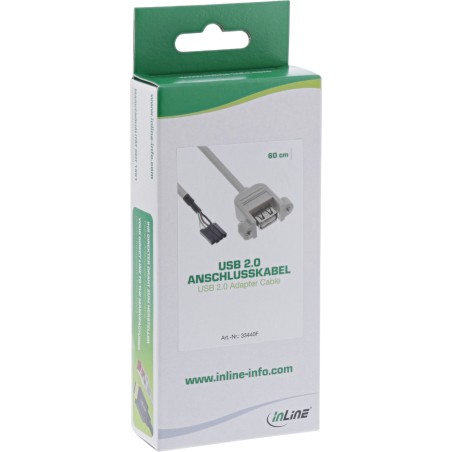 33440F - Câble de connexion InLine® USB 2.0, prise A intégrée vers poste de connexion, 0,60 m