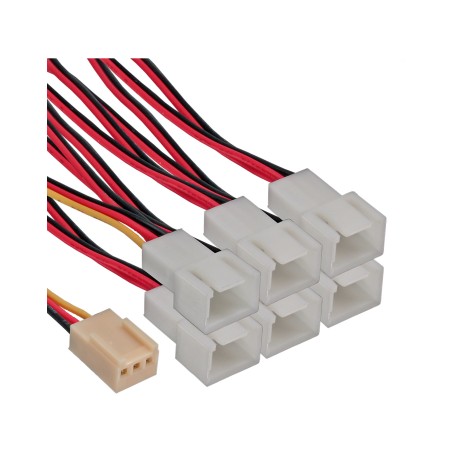 33436 - Câble adaptateur de ventilateur InLine®, prise Molex à 3 broches vers 6 fiches Molex à 3 broches