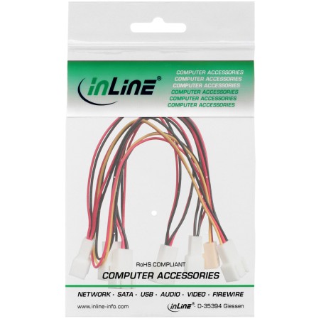 InLine? L?fter Adapterkabel, 3pol Molex Buchse an 6x 3pol Molex Stecker