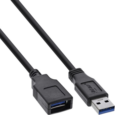 35605 - Câble InLine® USB 3.2 Gen.1, A mâle / femelle, noir, 0,5 m