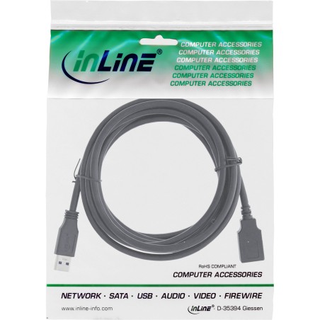 35615 - Câble InLine® USB 3.2 Gen.1, A mâle / femelle, noir, 1,5 m