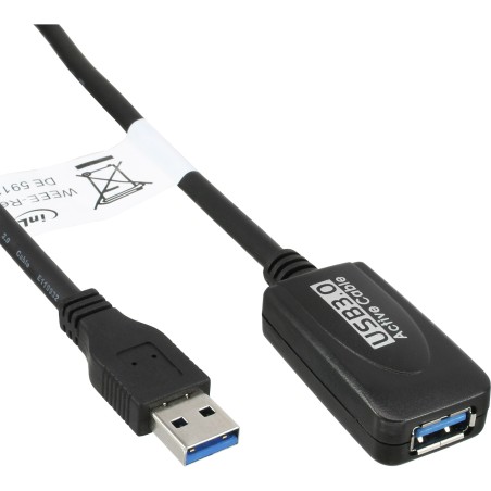 InLine? USB 3.2 Gen.1 Aktiv-Verl?ngerung, Stecker A an Buchse A, schwarz, 5m