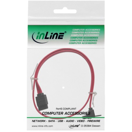 27303W - Câble InLine® SATA 6Gb/s, avec languette, coudé, 0,3 m