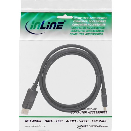 17183 - Câble convertisseur InLine® DisplayPort vers HDMI, noir, 3 m