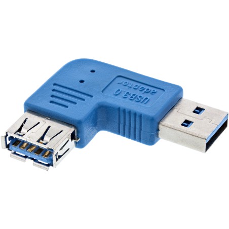 35300M - Adaptateur InLine® USB 3.0, fiche A vers prise A, coudé à gauche 90