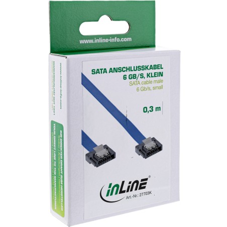 27703K - Câble de connexion InLine® SATA 6Gb/s petit, avec languette de sécurité, 0,3 m