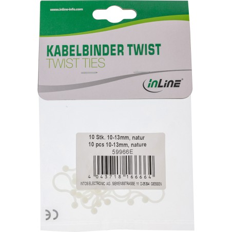 59966E - Colliers de câble InLine® Twist 10-13mm, naturel, 10 pièces