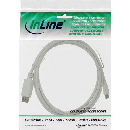 17131 - Câble InLine® Mini DisplayPort vers DisplayPort, blanc, 1 m