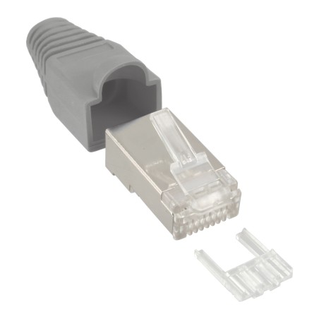 74510A - Lot de 10 connecteurs à sertir InLine® RJ45 blindés, avec protection contre le pliage et aide à l'enfilage, gris