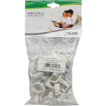 44022 - Serre-câble InLine® 20 mm rond, blanc, 50 pièces