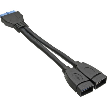 InLine? USB 3.0 Adapterkabel, 2x Buchse A auf Pfostenanschluss 19polig, 0,15m