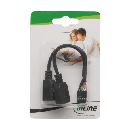 33440M - Câble adaptateur InLine® USB 2.0, 2x prise A vers poste de connexion