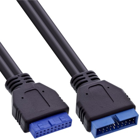 33448I - Rallonge InLine® USB 3.0 interne, post-connexion mâle à femelle, 0,35 m