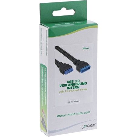 33448I - Rallonge InLine® USB 3.0 interne, post-connexion mâle à femelle, 0,35 m