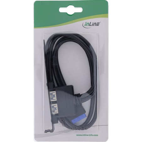 33390C - Support pour slot InLine® USB 3.0, 2x prise USB vers connexion carte mère interne 0,5 m