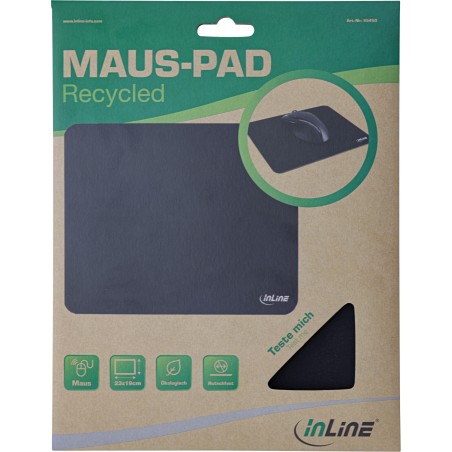 InLine? Maus-Pad Recycled, schwarz, 230x190x2,5mm