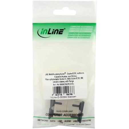 InLine? LWL Metall-Kupplung, Duplex SC/SC, multimode, Keramik-H?lse, zum Einbau