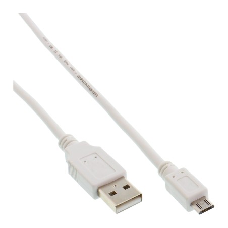 31715W - Câble InLine® Micro-USB 2.0, fiche USB-A vers fiche Micro-B, blanc, 1,5 m