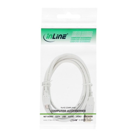 InLine? Micro-USB 2.0 Kabel, USB-A Stecker an Micro-B Stecker, wei?, 1,5m