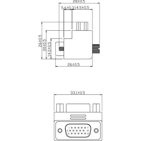 37248I - Adaptateur VGA InLine® angle 90 fiche/prise 15 broches