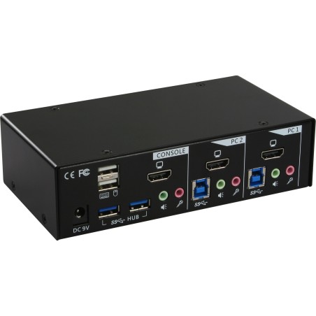 InLine? KVM Desktop Switch, 2-fach, HDMI, USB 3.0 Hub, mit Audio