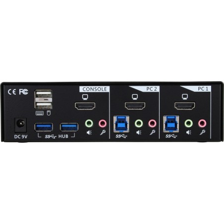 62622I - Commutateur de bureau KVM InLine®, 2 voies, HDMI, hub USB 3.0, avec audio