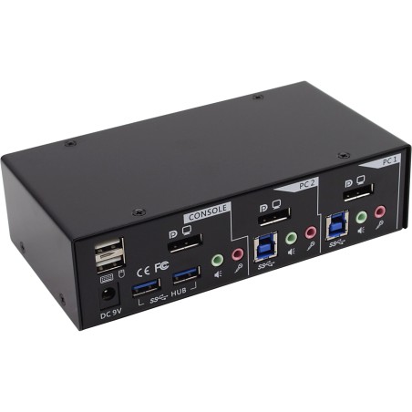 InLine? KVM Desktop Switch, 2-fach, DisplayPort, USB 3.0 Hub, mit Audio