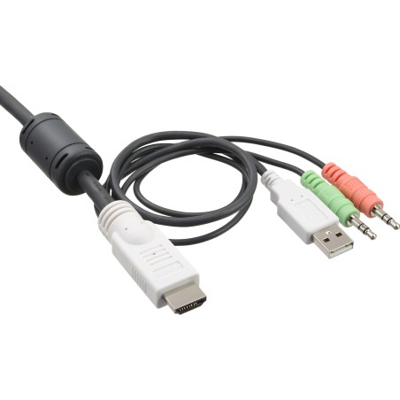 InLine? KVM Switch, 2-fach, HDMI, USB, mit Audio, integr. Kabel