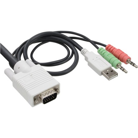 InLine? KVM Switch, 2-fach, VGA, USB, mit Audio, integr. Kabel