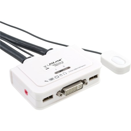 InLine? KVM Switch, 2-fach, DVI-D, USB, mit Audio, integr. Kabel