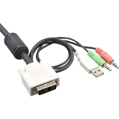 InLine? KVM Switch, 2-fach, DVI-D, USB, mit Audio, integr. Kabel