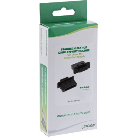 59948H - Protection anti-poussière InLine®, pour prise DisplayPort noire, paquet de 50