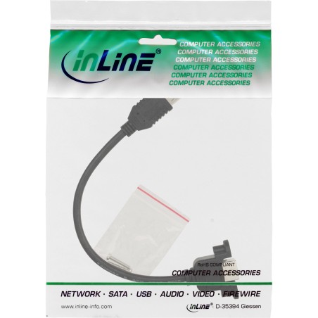 33441F - Câble adaptateur InLine® USB 2.0, prise A vers prise B intégrée, 0,2 m