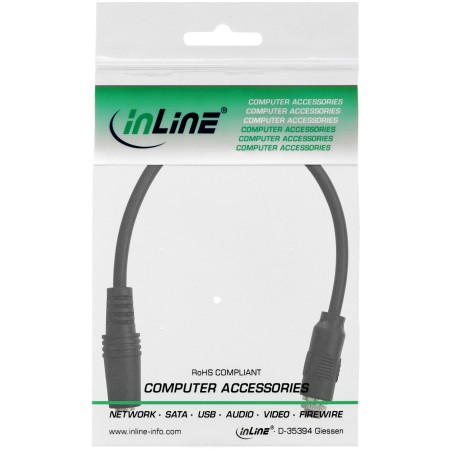 InLine? Audio Adapterkabel zum Einbau 1x mit Gewinde, 3,5mm Stereo BU/BU, 0,2m