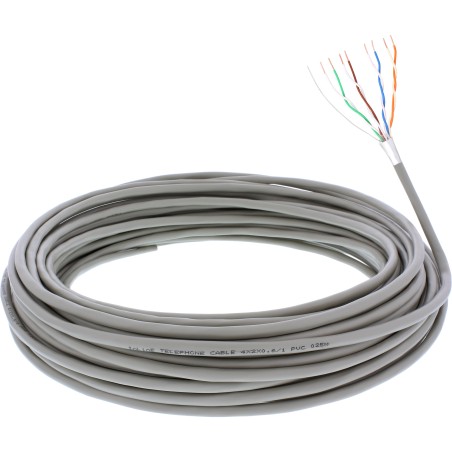 InLine? Telefon-Kabel 8-adrig, 4x2x0,6mm, zum Verlegen, 25m Ring