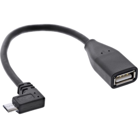 31606W - Câble adaptateur InLine® Micro-USB OTG, Micro-B ST coudé vers USB A BU, 0,1 m