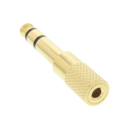 99305P - Adaptateur audio InLine®, fiche jack 6,3 mm vers prise jack 3,5 mm, stéréo, or