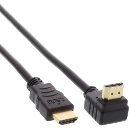 17001V - Câble InLine® HDMI HS, coudé, avec eth., ST / ST, contact vérifié, noir, 1m