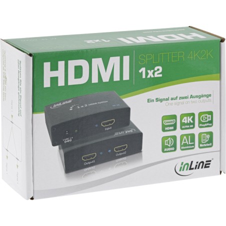 65009 - Répartiteur/distributeur HDMI InLine®, 2 voies, compatible 4K2K