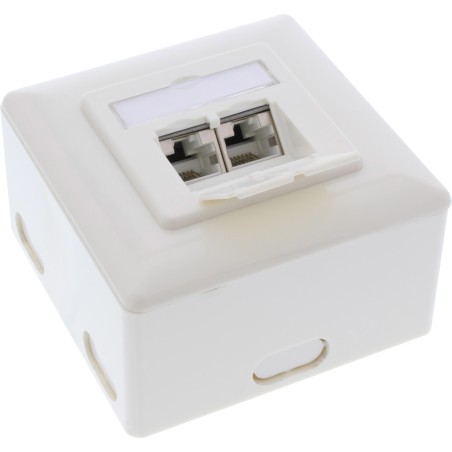 76842W - Boîte de jonction InLine® Cat.6A, AP/UP 2x prise RJ45, RAL9010, blanc, horizontal