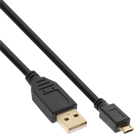 InLine? Micro-USB 2.0 Kabel, USB-A ST an Micro-B ST, vergoldete Kontakte, 0,5m