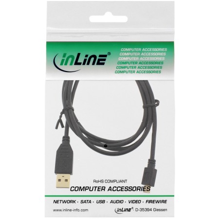 31705P - Câble InLine® Micro-USB 2.0, USB-A ST vers Micro-B ST, contacts plaqués or, 0,5 m